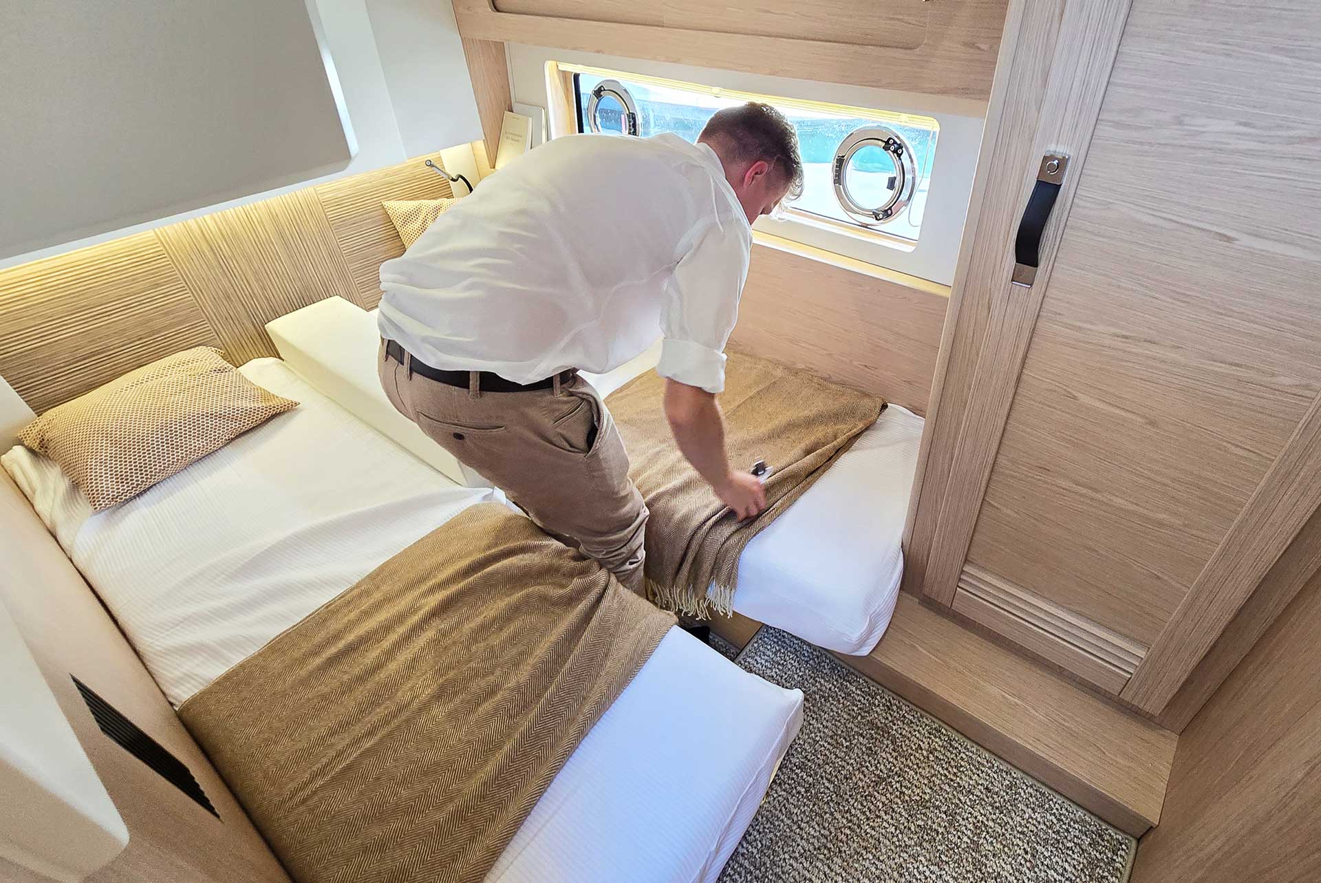 Die VIP-Kabine an Backbord: Wollen Sie ein Doppel- oder Einzelbett?